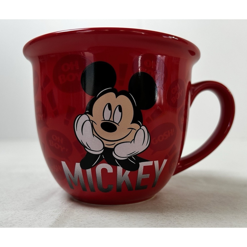 Authentic Disney Store Mickey Mouse Oh Boy! Red Ceramic Coffee Cup Mug